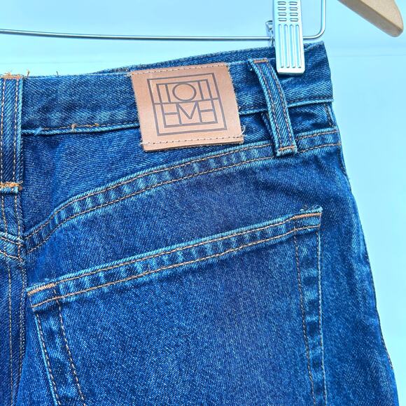 Toteme Classic Denim Shorts Jean Long Jorts Bermuda Baggy Wide Leg 25 - Picture 12 of 16